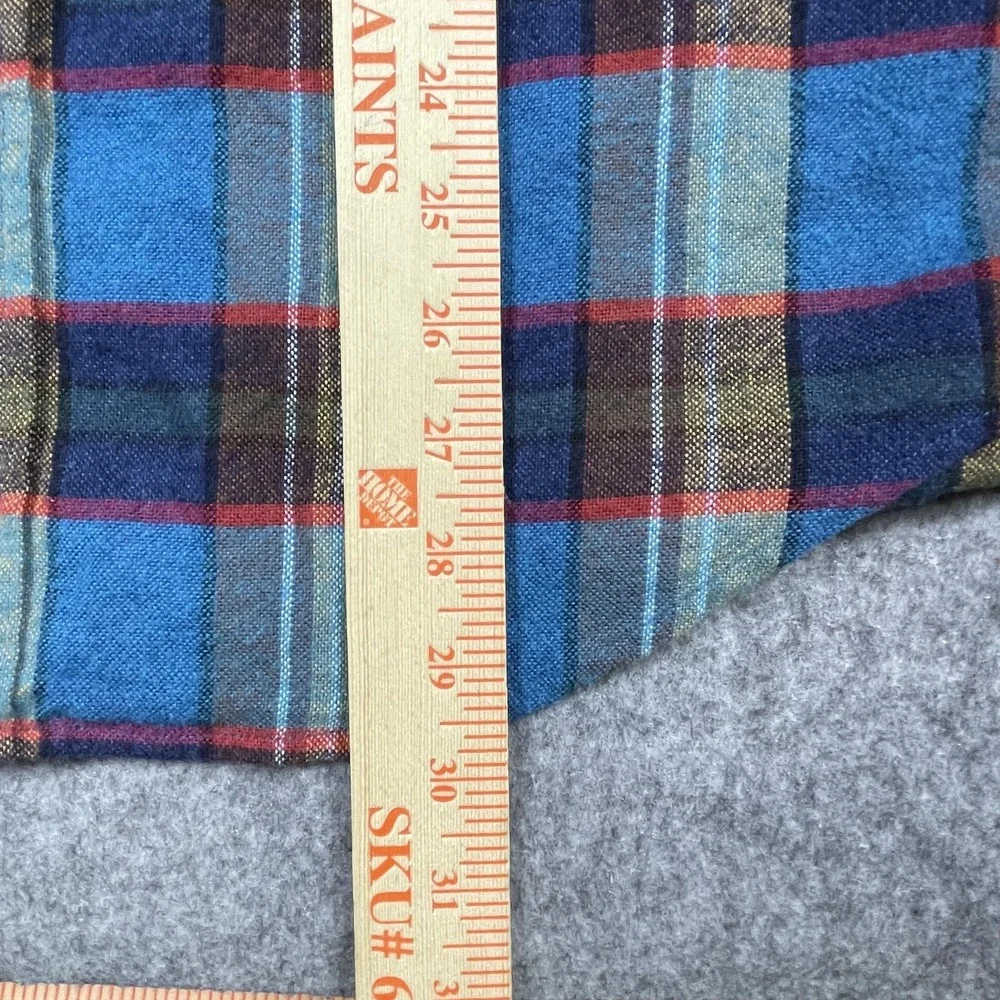 Wallace & Barnes J Crew‎ Shirt Mens Medium Blue Plaid Wool Blend Button Down